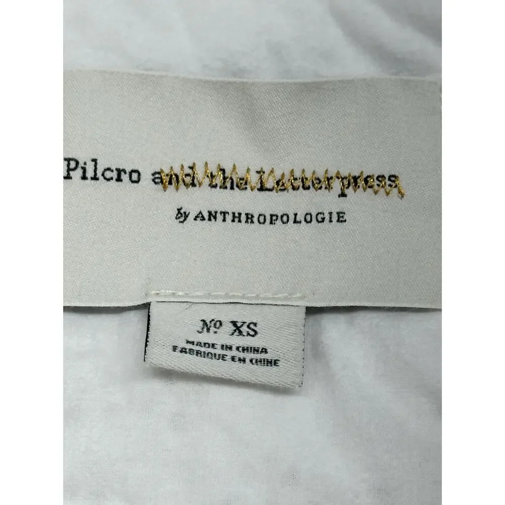 Pilcro Anthropologie White Denim Eyelet Trucker Jacket Boho Western XSmall - Picture 2 of 7